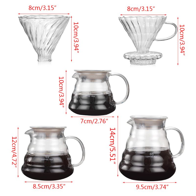 Pour Over Coffee Dripper Glass Slow Brewing Accessories for Home Cafe Restaurant Q6PE
