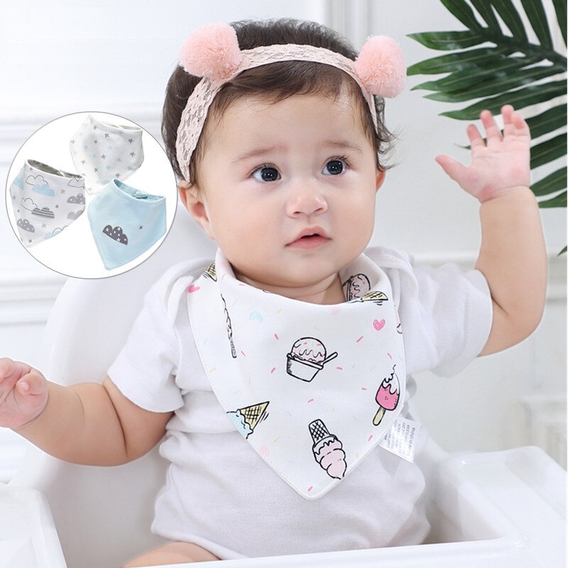 3 pièces coton Bandana bébé bavoirs alimentation Smock infantile roter tissus bande dessinée salive serviette bébé manger accessoire doux bébé trucs