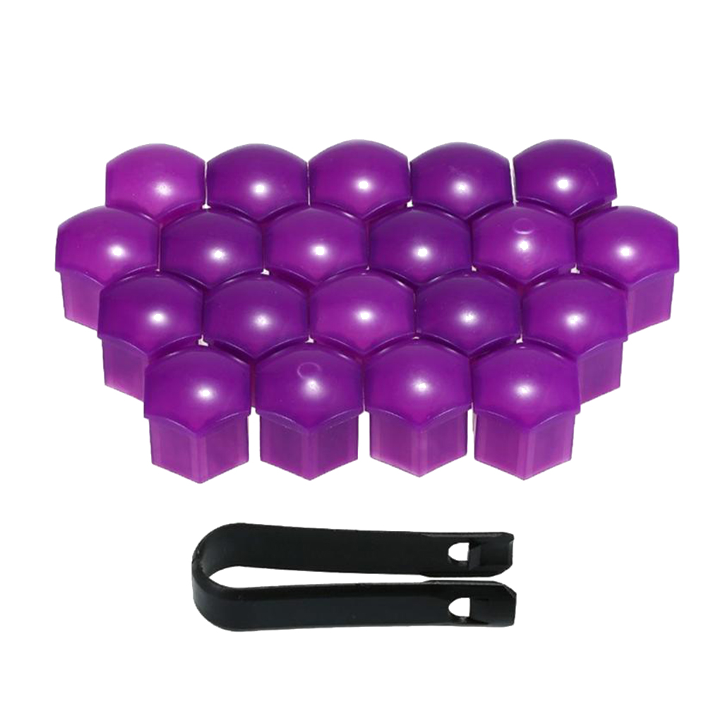 20x Car Wheel Nut Cover Bolt Center Caps 0.74inch Tire Nut Lug Black Clip: Purple
