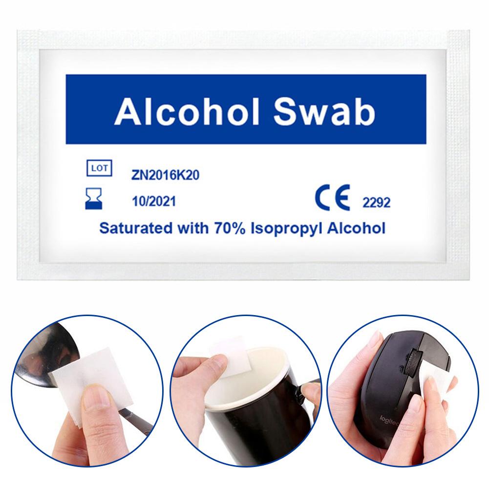100pcs Alcohol Prep Swap Pad Wet Wipe For Antiseptic Skin Cleaning Care Jewelry Mobile Phone Glasses Clean Tool Alcohol Pads