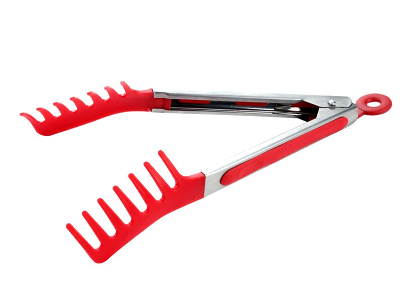 Pinzas para Fideos de nailon y silicona, 9 pulgadas, pinzas para alimento, pinzas para Pasta, pinzas para alimento, mango de acero inoxidable, utensilios de cocina, accesorios de cocina