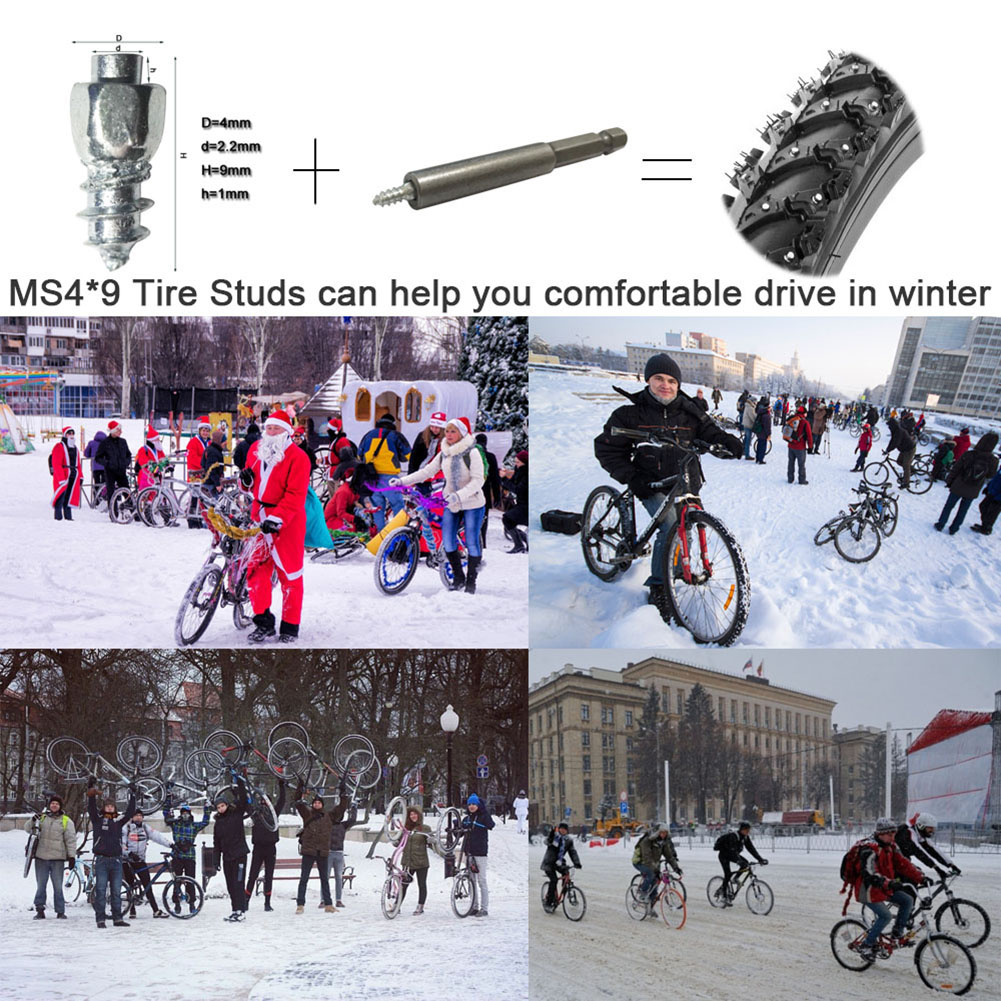 9 mm Hartmetall Schraube Wolfram Spikes Schnee Spikes Anti-Unterhose Anti-eis für Fahrräder/Motorräder mit Installation Werkzeug