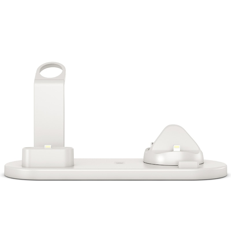 Suporte de carregador sem fio qi, doca para carregamento para iphone 11 xs xr 8 plus airpods, apple watch 5, 4, 3, 2, 1 estação de carregamento rápido sem fio 10w pro
