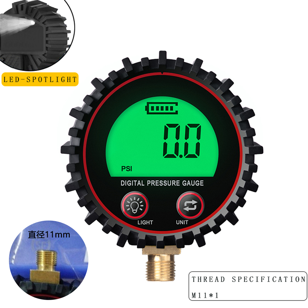 Digital dæktryksmåler til bil 0-255 psi dæktryksmåler med lcd-skærm manometer til overvågning af køretøjstryk: Militærgrøn