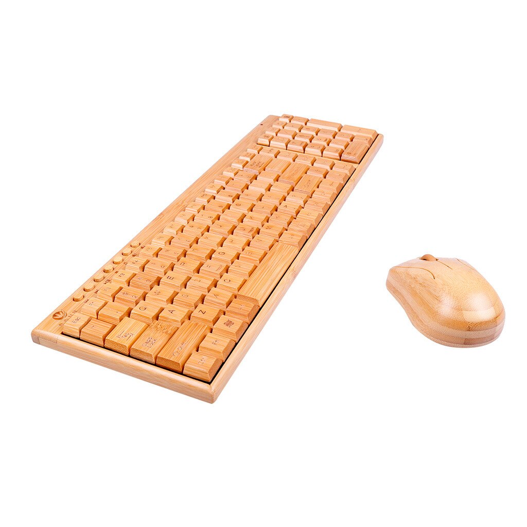 2.4G Wireless Keyboard And Mouse Handmade Bamboo Wireless Keyboard And Mouse Set Combo Combos Keyboard Mice For PC Laptop