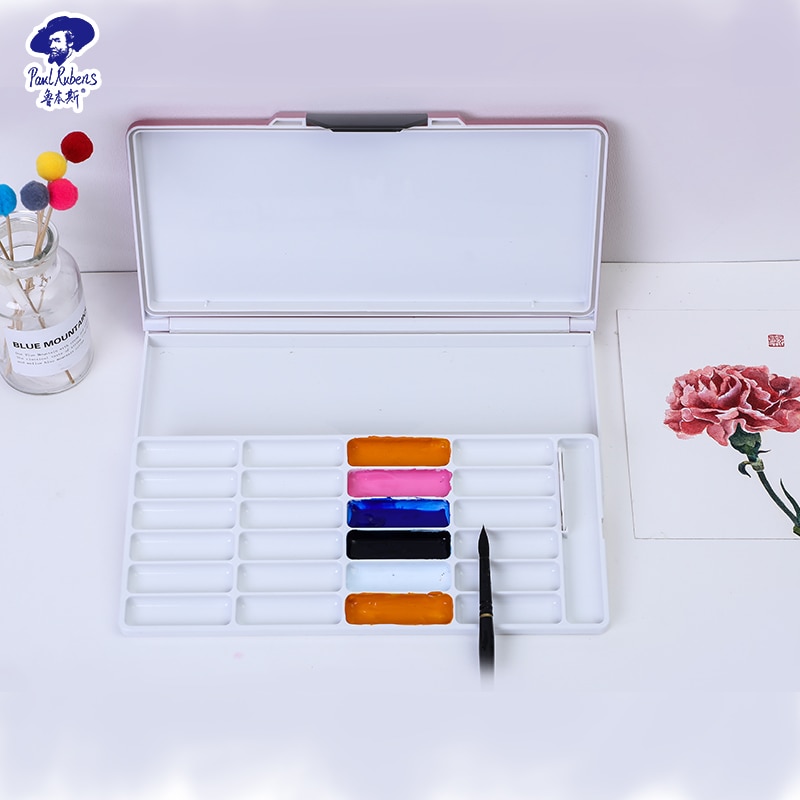 Paul Rubens aquarelle couleur hydratante boîte en plastique grande capacité Palette de couleurs détachable pour fournitures d'art