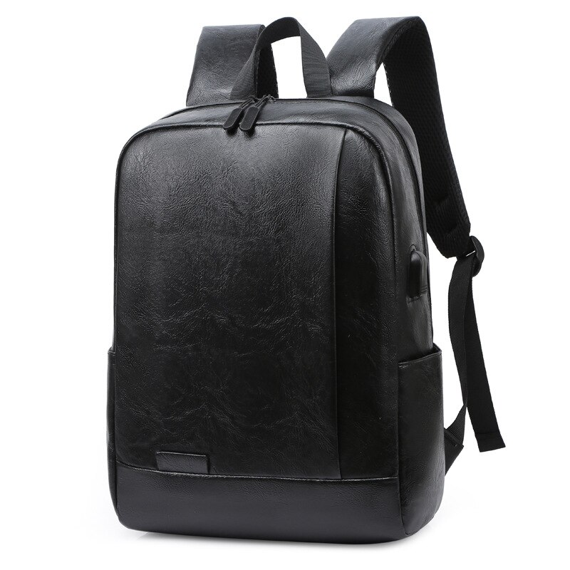 Mochila masculina de couro do plutônio à prova dwaterproof água carregamento usb leveza preto volta sacos portátil viagem escola ao ar livre bagpacks homem: Default Title