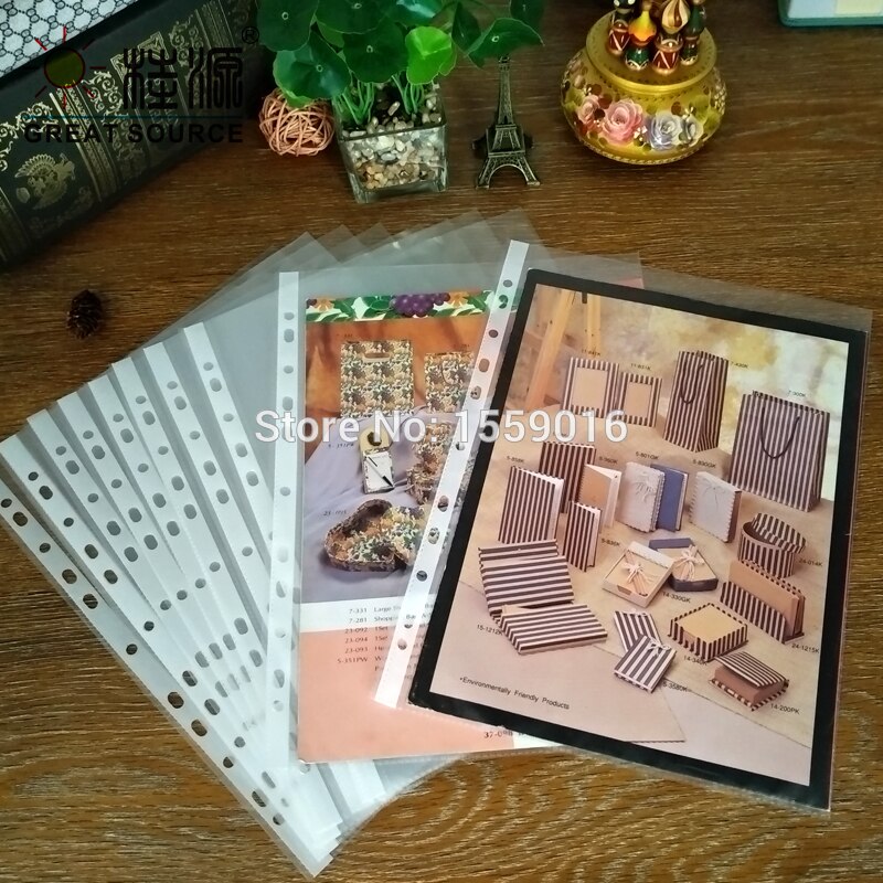 PP Punched Pocket Presentation bag Translucency Nonpoisonous Tasteless For A4 Binder Folder Document Organizer Bag