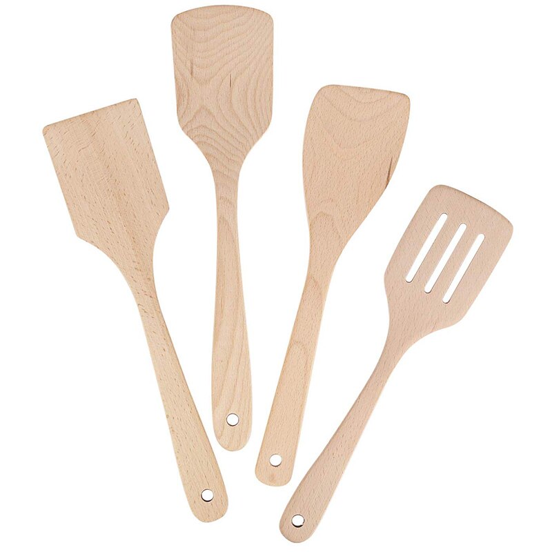Healthy Cooking Utensils Set,Wooden Kitchen Spatula,Natural Uncoated,and Unglued Cooking Tools,Durable and Safe perfect