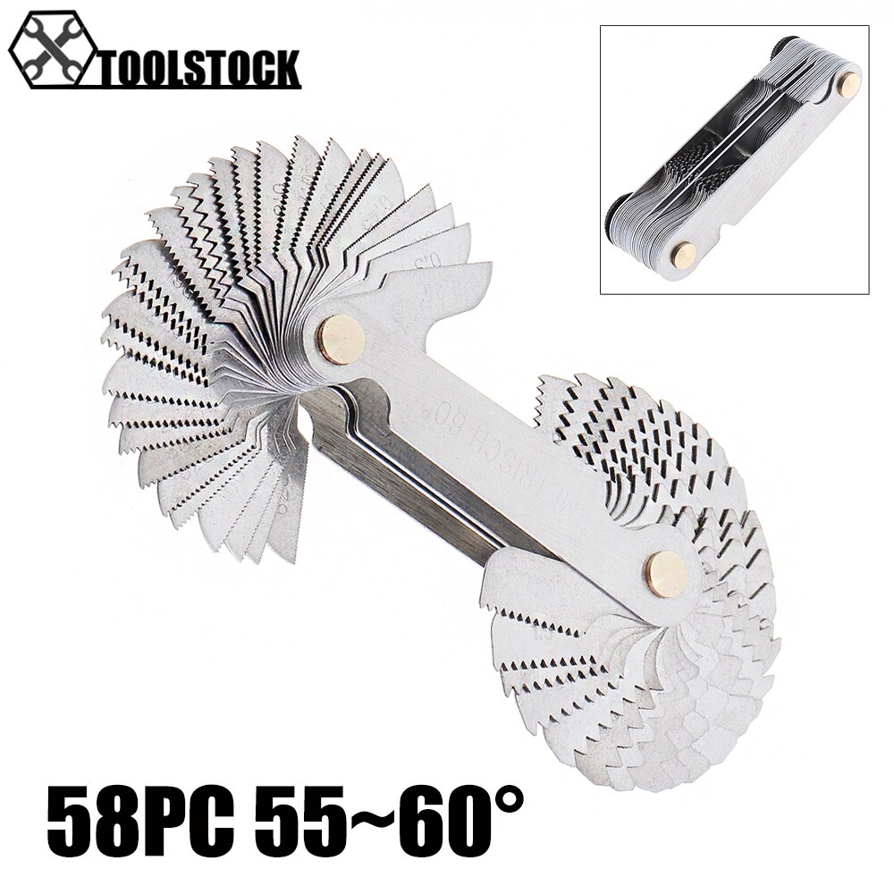 60 Degree Whitworth Metric Inch Thread Plug Gauge Gear Tooth Screw Pitch Gauges Measuring Carbon Steel For Measuring Tool: 58pcs