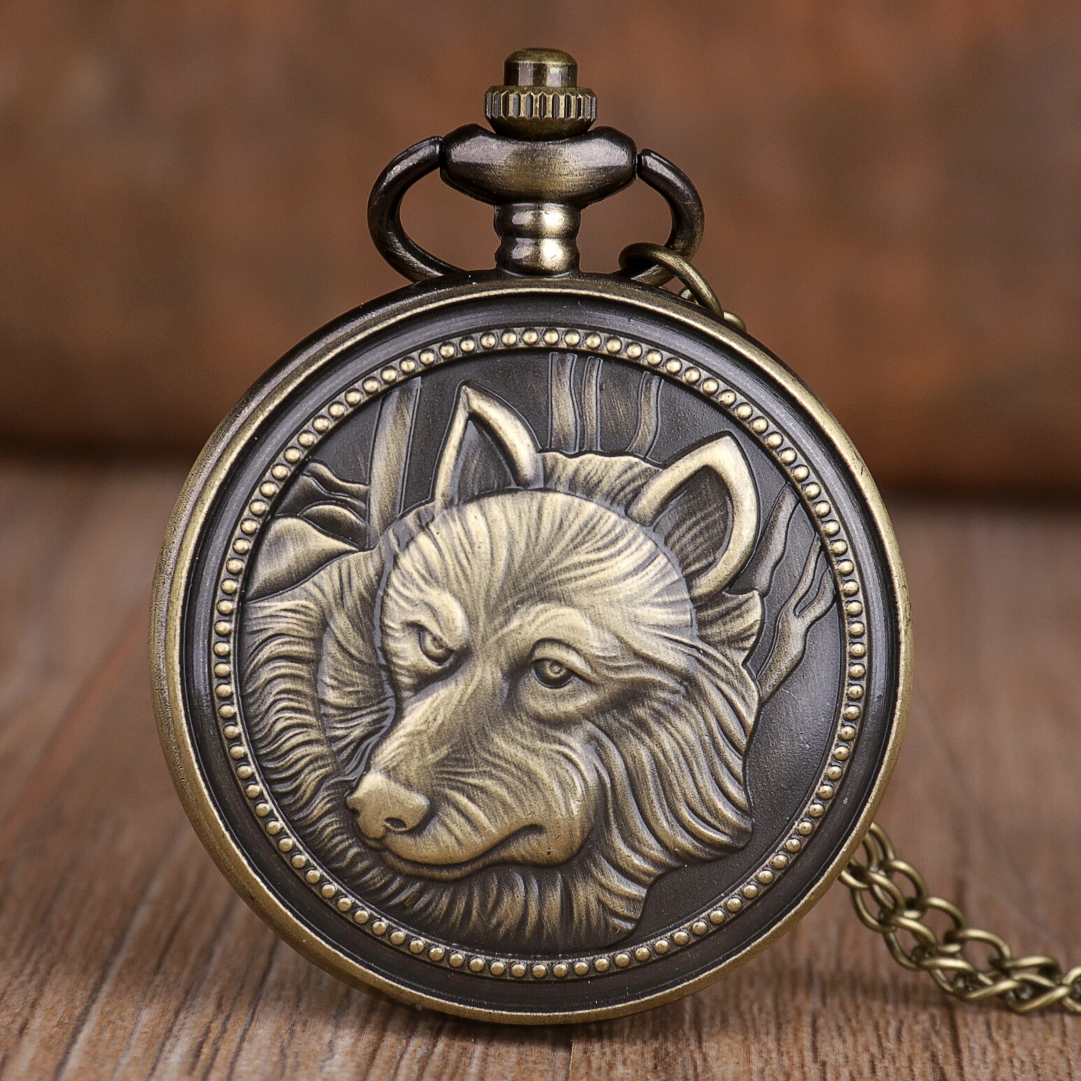 Vintage Steampunk Retro Bronzen Wolf Pocket Horloges Hound Dog Quartz Zakhorloges Ketting Ketting Hanger Antieke Beste