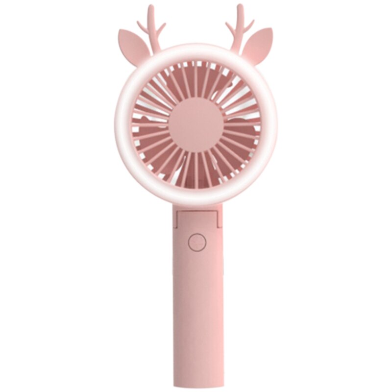 Ventilator Handheld Usb Oplaadbare Fans Led Light Portable Air Cooling Fan Mini Desktop: Pink