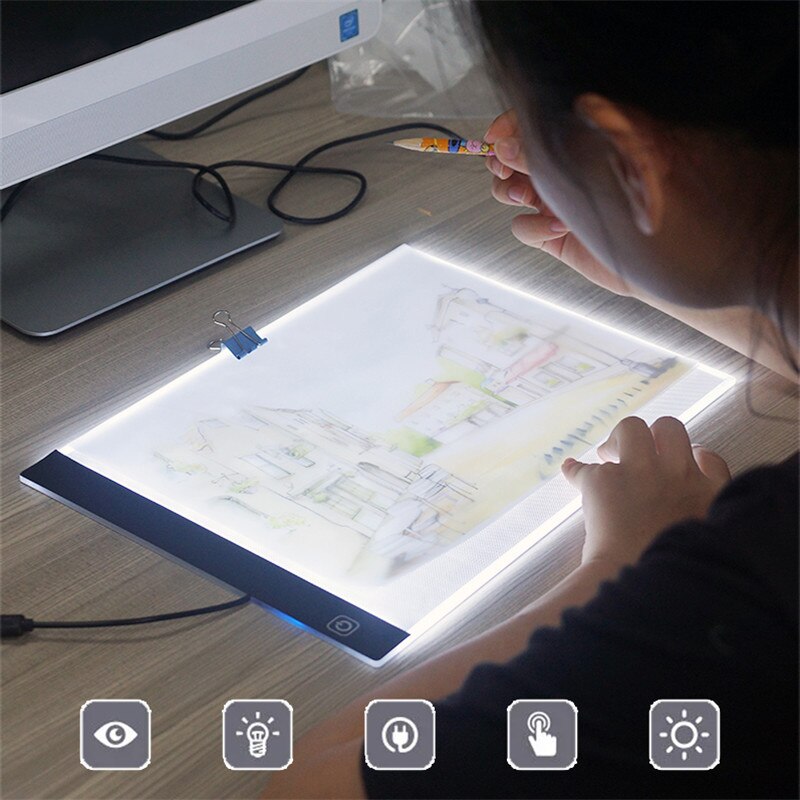 A4/A5 LED Drawing Boards Tracing Board Copy Pads LED Drawing Tablet Plate Art Writing Stepless Dimming EM88
