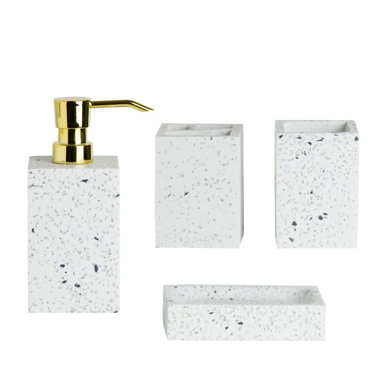 Blue Terrazzo Painted Bathroom Accessories Set Ceramic European Modern Household Four-piece Toothbrush Holder Soap Dish