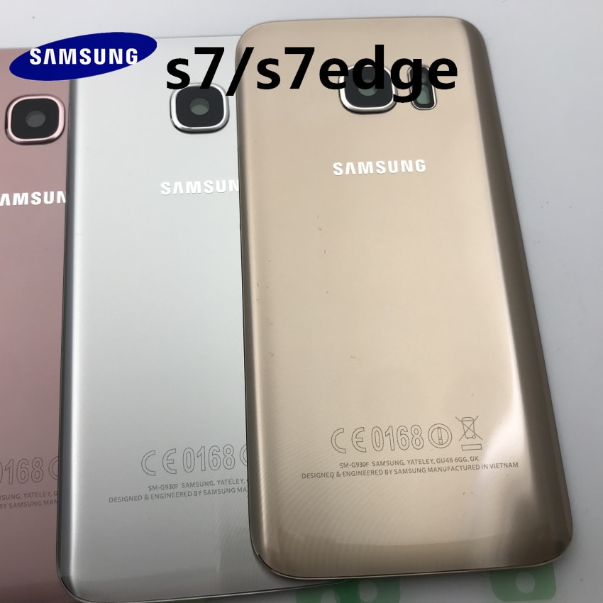 Original Glass for SAMSUNG Galaxy S7 G930 S7 edge G935 Back Battery Cover Door Rear Housing Case Replacement + Adhesive Sticker