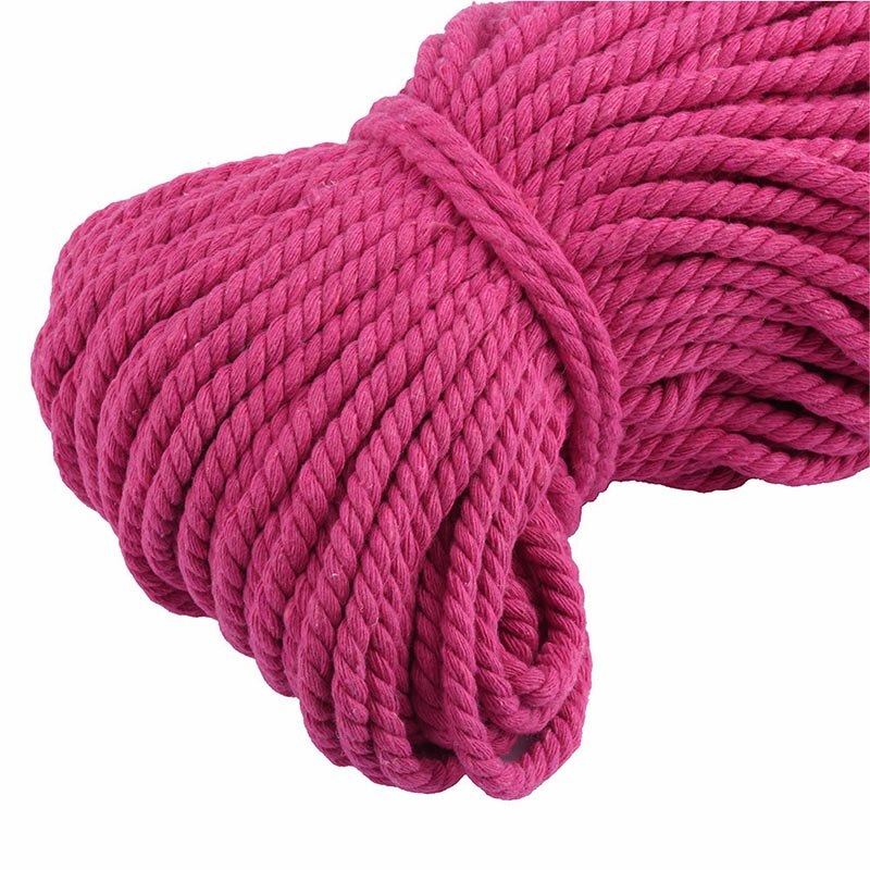 Cordon torsadé en Coton 100% avec 3 parties, 30 mètres, 5mm, corde pour sac, accessoires de couture, décoration pour bricolage: Rosered