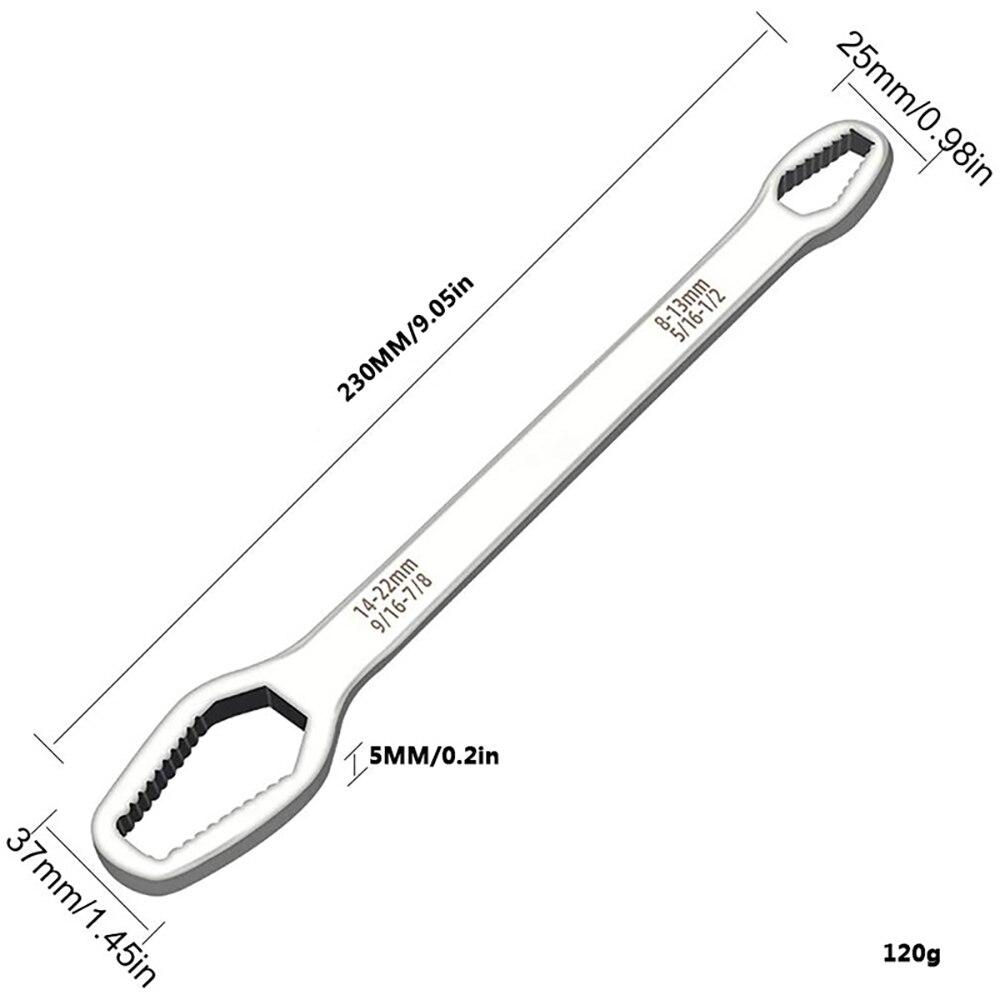 Herramientas de taller mecánico, llave Universal de torsión ajustable, llave de trinquete para bicicleta, motocicleta, herramienta de reparación de coche, 8-22mm: Silver