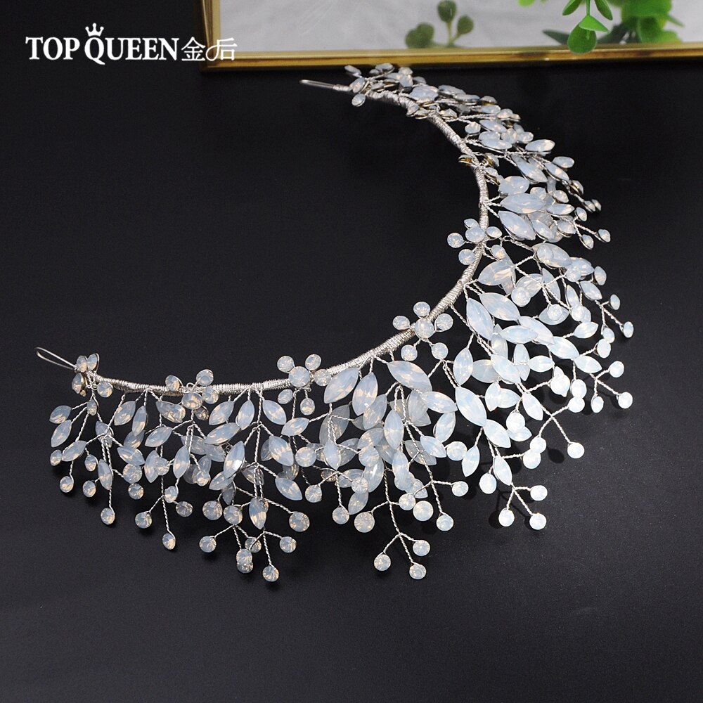 TOPQUEEN HP200 Bridal Tiara Crystal Wedding Tiara and Crown Crystal Bride Hair Jewelry Handmade Wedding Hair Accessories