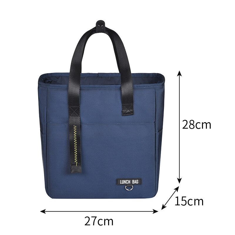 Borsa termica addensata impermeabile in tessuto Oxford fodera in PEVA scatola di ghiaccio borsa da pranzo per ufficio per ufficio isolamento termico impacco di ghiaccio portatile: 27x15x28 Navy blue