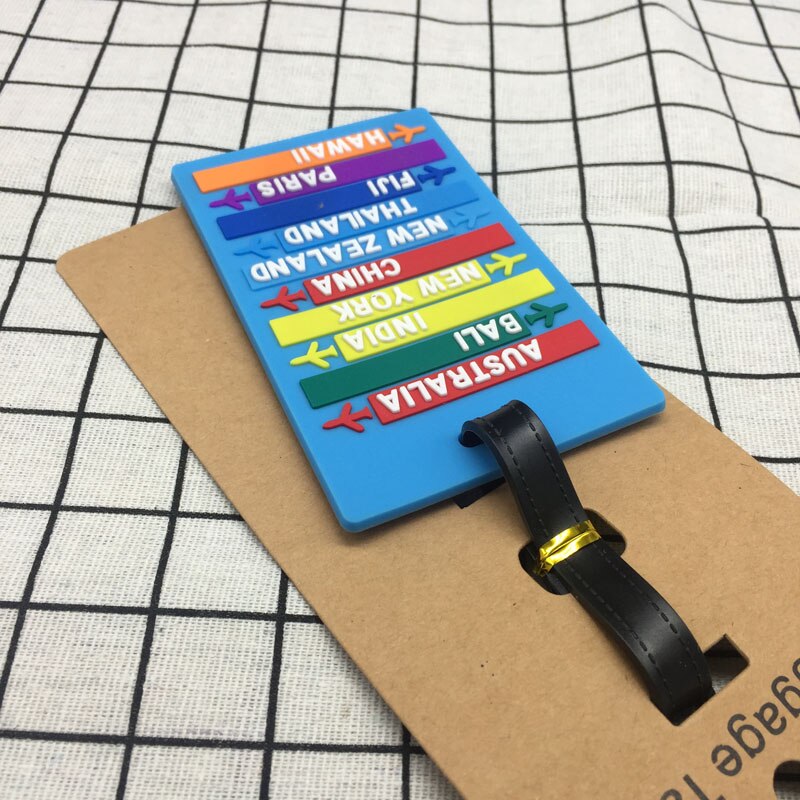 nom de ville dans le monde entier étiquette de bagage en PVC lettres de porte-adresse étiquette de bagages Silicone identifiant accessoires de voyage