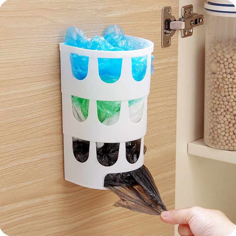 Shopping Plastic Carrier Bag Storage Holder Dispenser Rack Hanging Storage Box Organizer Rack Kitchen Accessories
