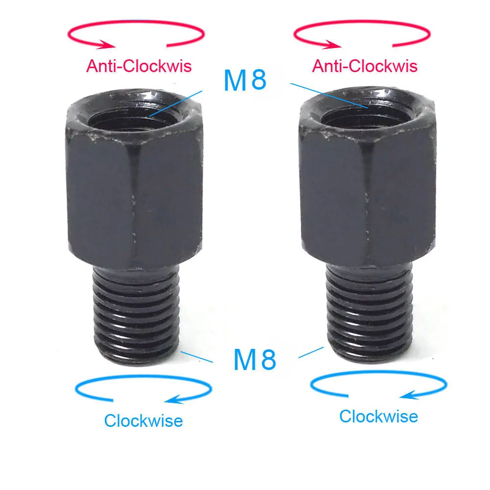 1 Paar schwarze Motorrad-Spiegeladapter M10 10 mm M8 8 mm Rückspiegel Umwandlungsschraube Ich bin Uhrzeigersinn Anti-Uhr Rechts-Verknüpfungen-Gewinde: Lila