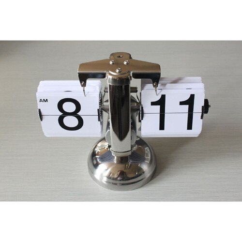White 12 Hour Retro Auto Flip Down Clock Internal Gear Operated For Home Office