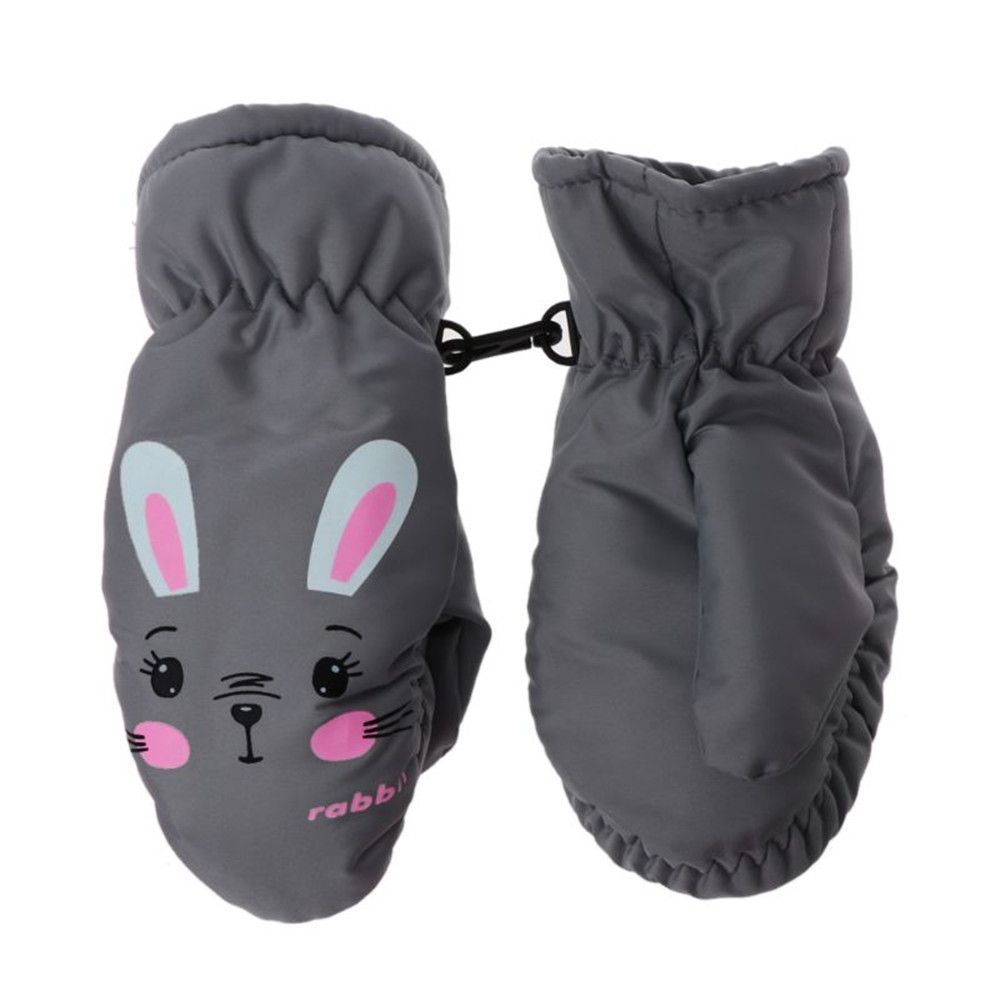 Gants de Ski antidérapants pour enfants de 0 à 5 ans, moufles de sport épaisses et chaudes avec dessin animé lapin, imperméables et mignonnes pour l&#39;hiver en plein air
