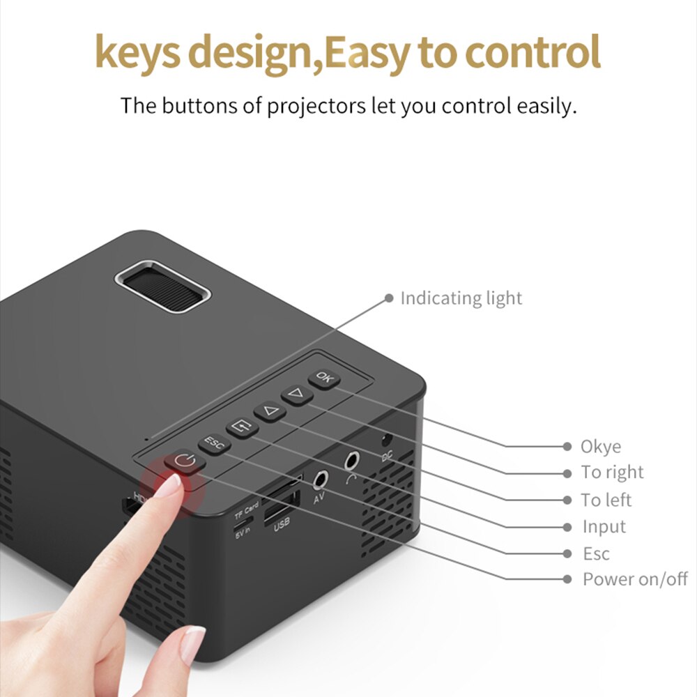 Mini Projector Support 1080P Full HD Projector LCD LED Home Theater Projector 600 Lumens Outdoor Home HDMI/USB/AV