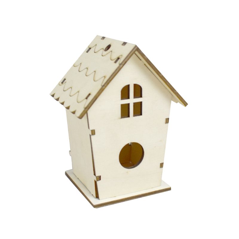 Wooden Bird House Nest DIY Handmade Crafts Decorative Simulated Box for Bluebird HX6D