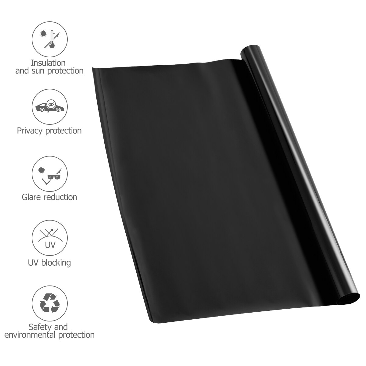 50cm x 3M Car Van Window Tint Film Universal Fit for Privacy & Sun Glare Heat Reduction (Black)