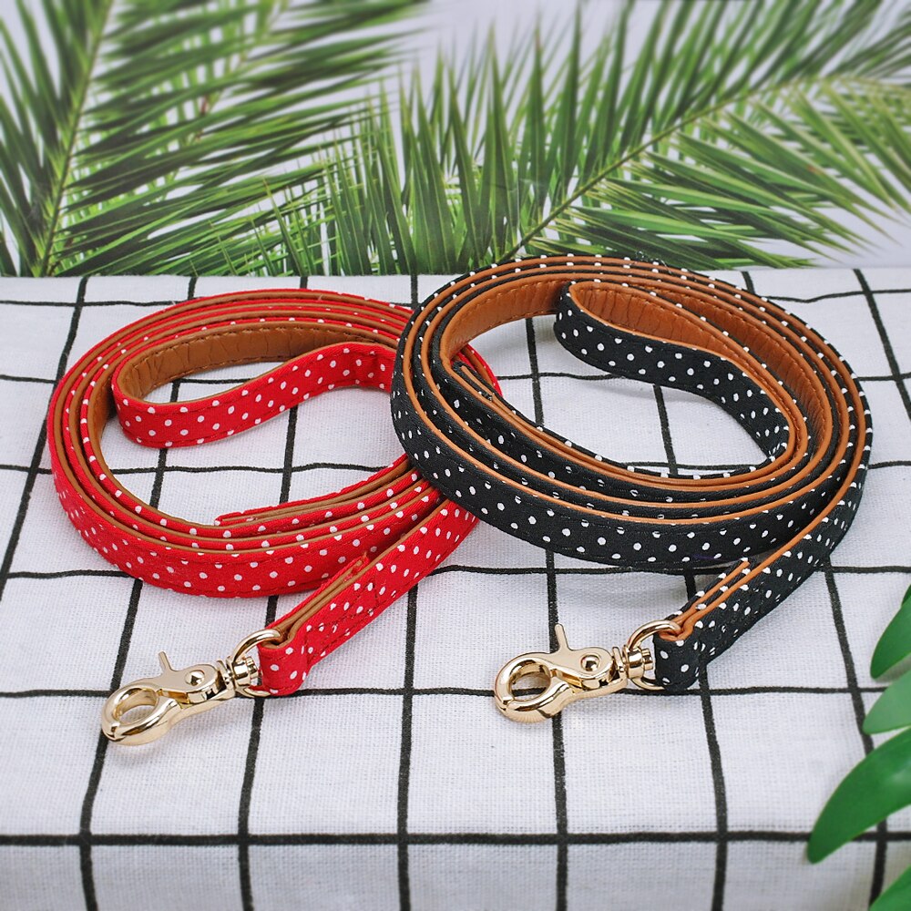 Collier en cuir pour chiens, Bandana, laisse de marche pour chiens, mignon à points, avec nœud pour chats, laisse en plomb pour petits et moyens chiots, Chihuahua