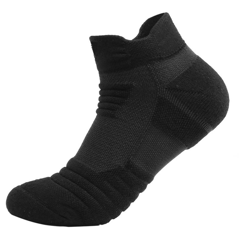 Ademende Sport Korte Sokken Effen Kleur Dikker Mannen Running Voetbal Basketbal Sokken Elastische Sport Socki Mannelijke Katoenen Sokken: Black 43-46