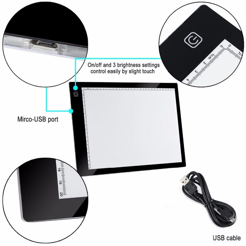 A4 Led Light Drawing Board Tracer Calibration Led Art Craft Led Sketch Tablet Tracing Light Pad Canvas For Painting Watercolor
