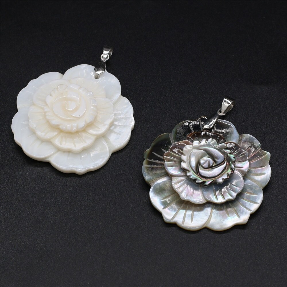 1 sztuk naturalne powłoki kształt kwiatu powłoki zawieszki Charms dla kolczyki DIY naszyjnik tworzenia biżuterii lub kobiety dziewczyny prezenty rozmiar 47x47mm