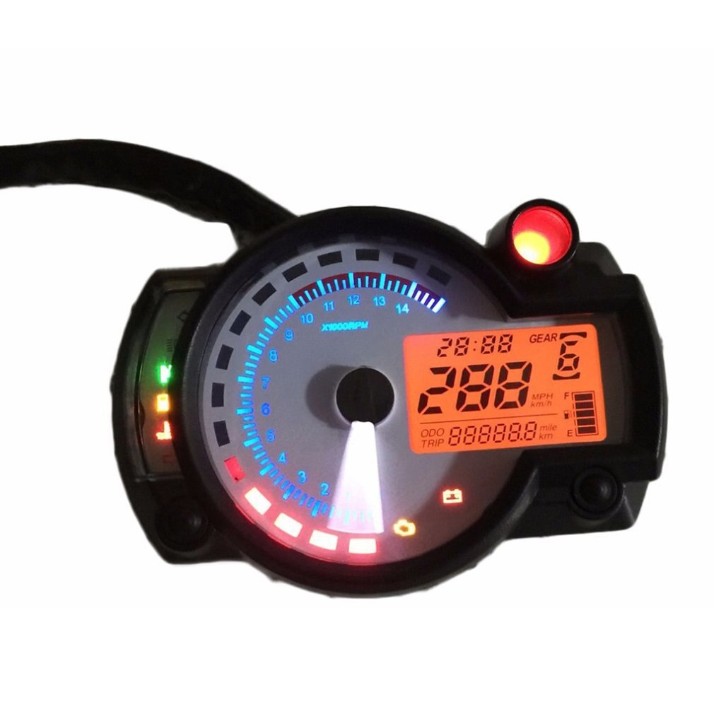 Universal Motorcycle Digital Odometer Adjustable LCD Tachometer Speedometer