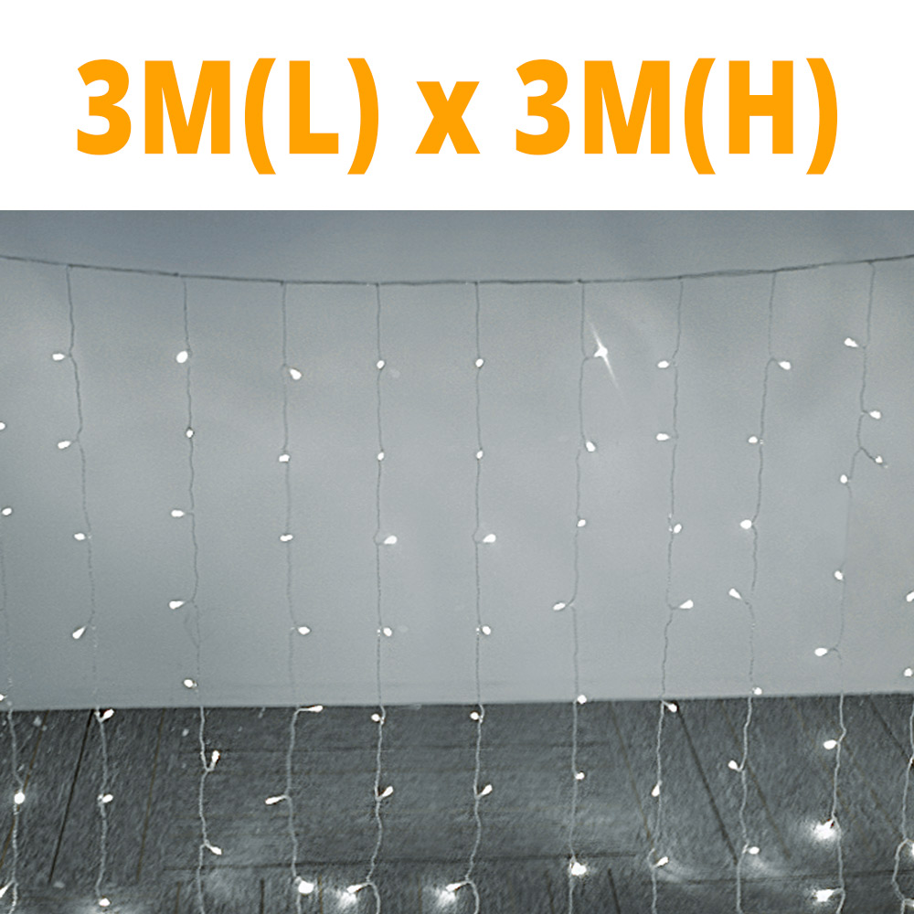 Led trädgårdslampa 3 x 3m 2-2m 110v/220v led gardinsnöre gräsmatta lampa utomhus trädgård landskap juldekoration trädgårdsbelysning: Vit 3-3m / Eu-kontakt 220v