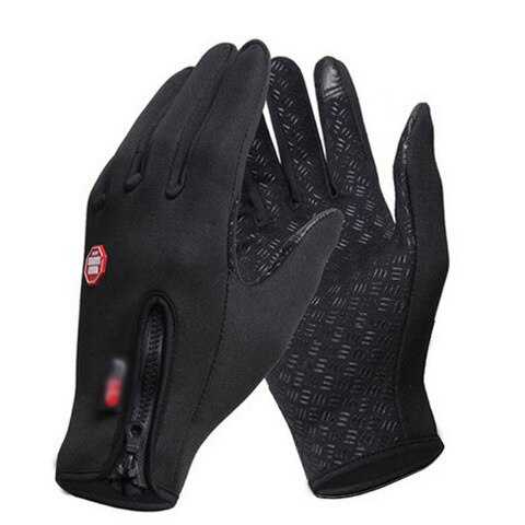 Unisex berøringsskærm vinter termisk varm cykling cykel cykel ski udendørs camping vandrehandsker sport fuldfinger vandtætte: Sort / Xl