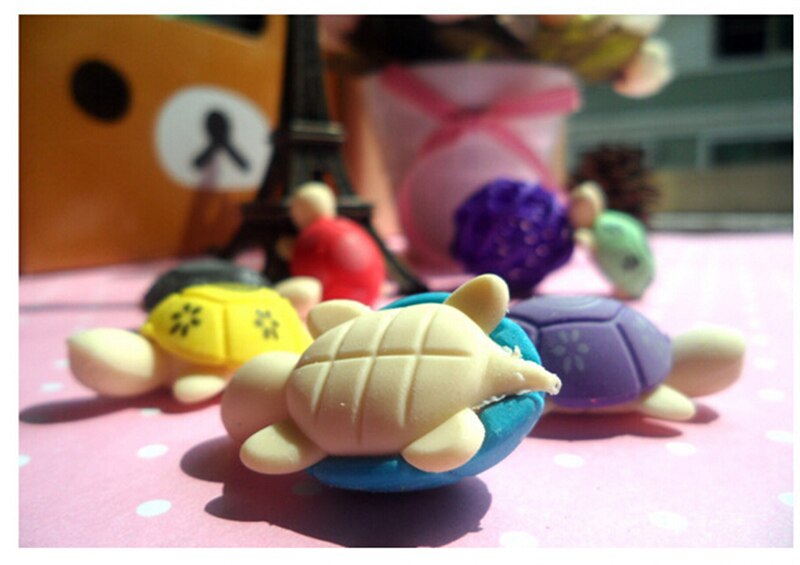 10 PCS Turtle Shaped Pencil Eraser For Kids Students Rubber Erasers Cleansing Stationery Product Children Office School Supplies