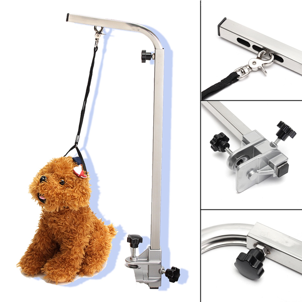 115cm Pet Suspension Grooming Bath Table Bracket Arm Stainless Steel With Restraint Sling Rope Adjustable Support Dog Cat Holder