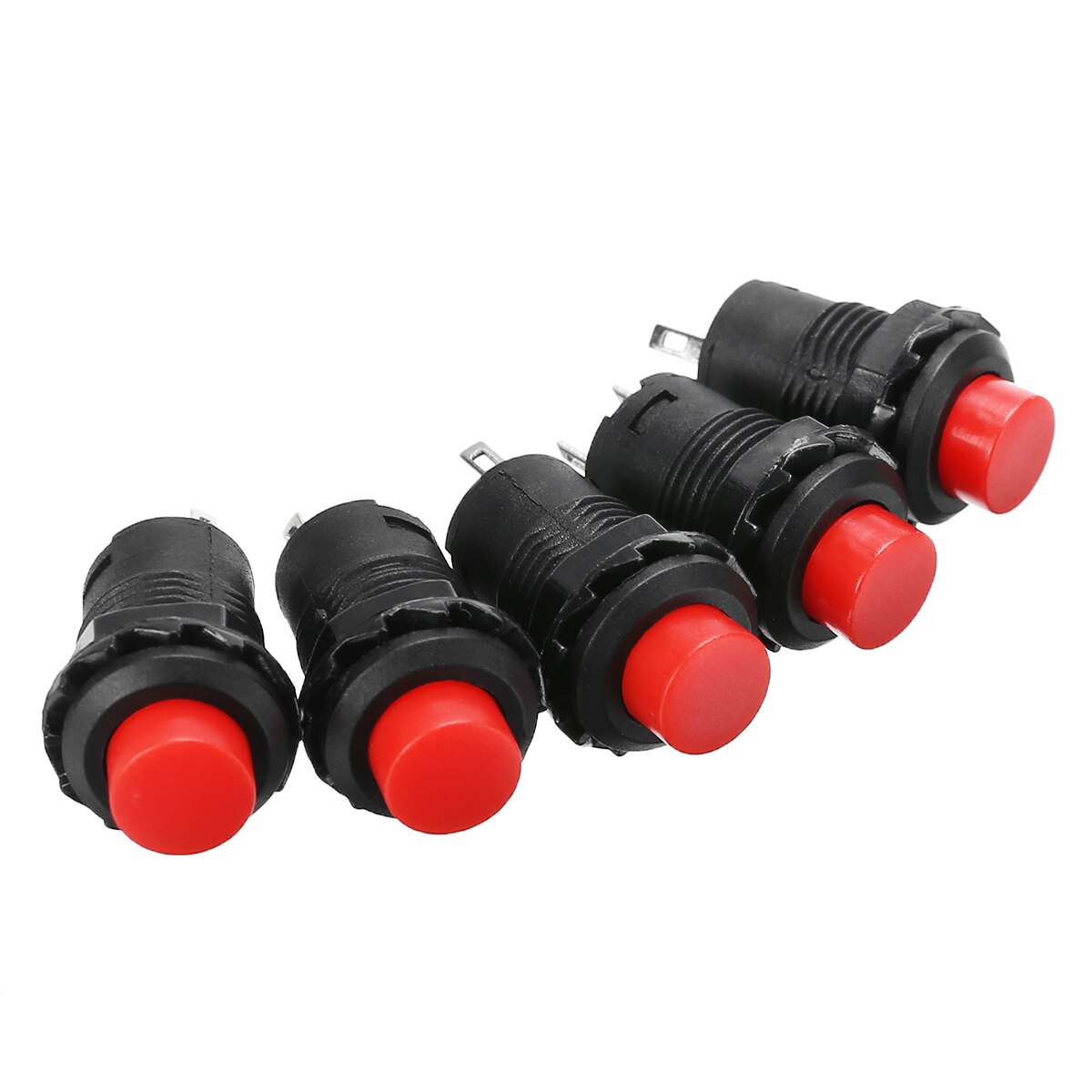 5pcs Red 12V Red Car Dash On-Off Momentary Push Button Horn Doorbell Switch 12mm Momentary Push Button Switch 125V 3A