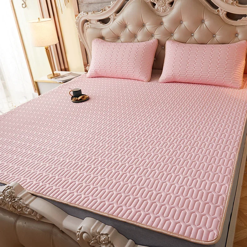 Flowers Latex Summer Mat Kit Cooling Feel Bed Pad and Pillowcase Cold Sleeping Bed Mat for Summer Breathable Folding Cool Mat: Queen / MULTI