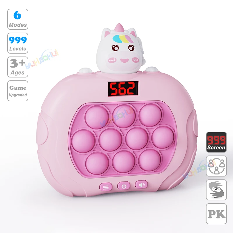 Consola de juegos de empuje rápido con luz Pop electrónica mejorada, juguetes para niños y adultos, juguete antiestrés, máquina de juego interactiva: Verde militar