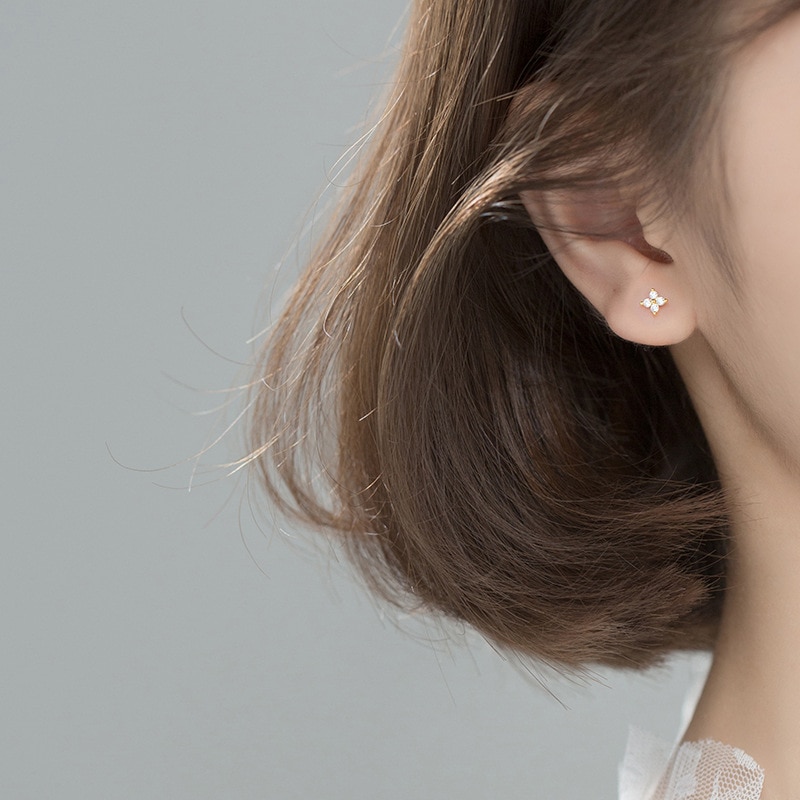 La Monada – boucles d'oreilles à clous pour femmes, bijoux à fleurs, coréen, minimaliste, en argent 925, 925