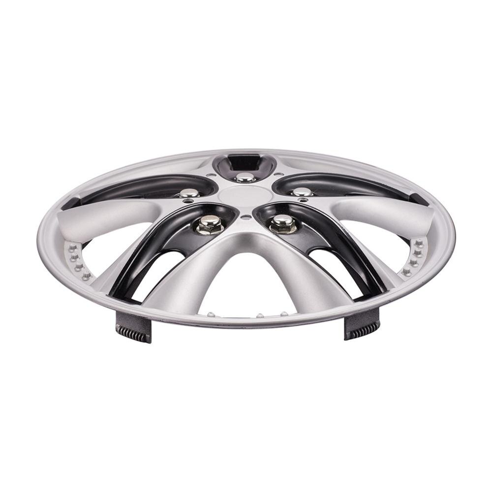 13" inch Car Wheel Trim Hub Caps Cover Set of 4 Black-Silver ABS Plastic