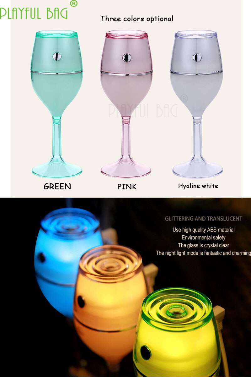 Kleurrijke Nachtlampje Usb Rode Wijn Cup Model Aromatherapie Luchtbevochtiger Auto Luchtreiniger Bar Indoor Accessoire Speelgoed Voor Kinderen Z74