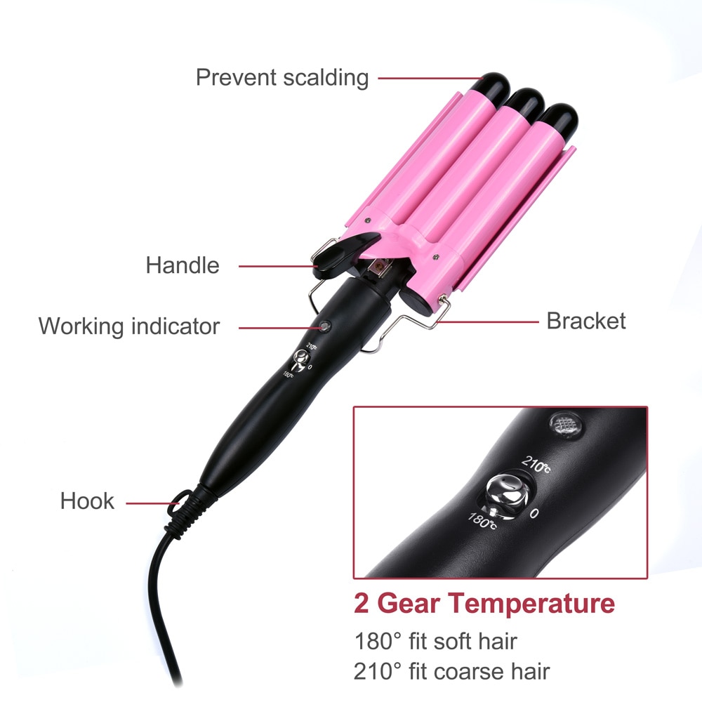 Professionele Haar Krultang Keramische Triple Vat Haar Krultang Strijkijzers Haar Wave Waver Styling Tools Haar Styler Wand