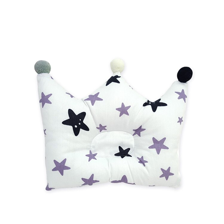 Dégagement tête Protection coussin oreiller -né bébé oreillers coton couronne enfants oreiller soutien Concave sommeil positionneur: Star on white