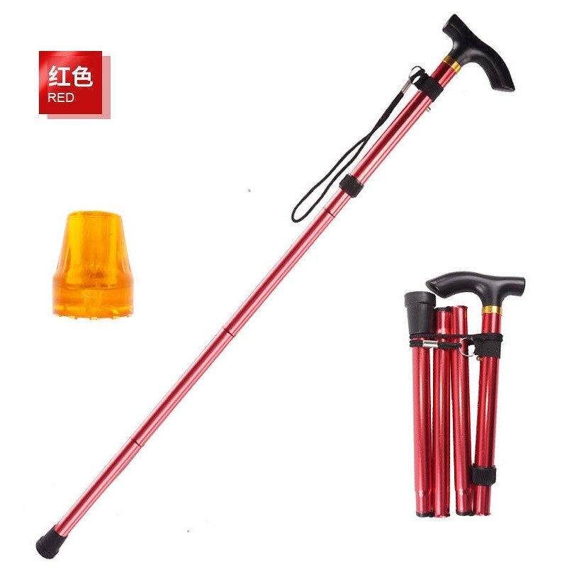 Multifunction bengala telescópica dobra muletas caminhadas vara muleta idosos vara de metal bengala trekking ao ar livre pólos