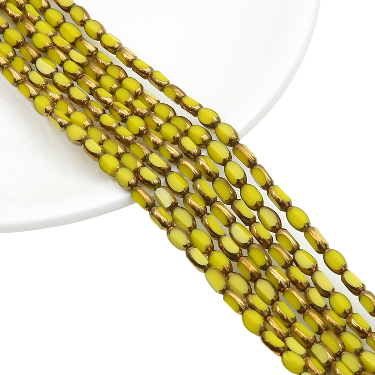 45-50 peças 3x7mm briolette contas de vidro ovais banhadas a cor dourada cristal contas espaçadoras soltas para pulseira diy acessórios de colar: Bege